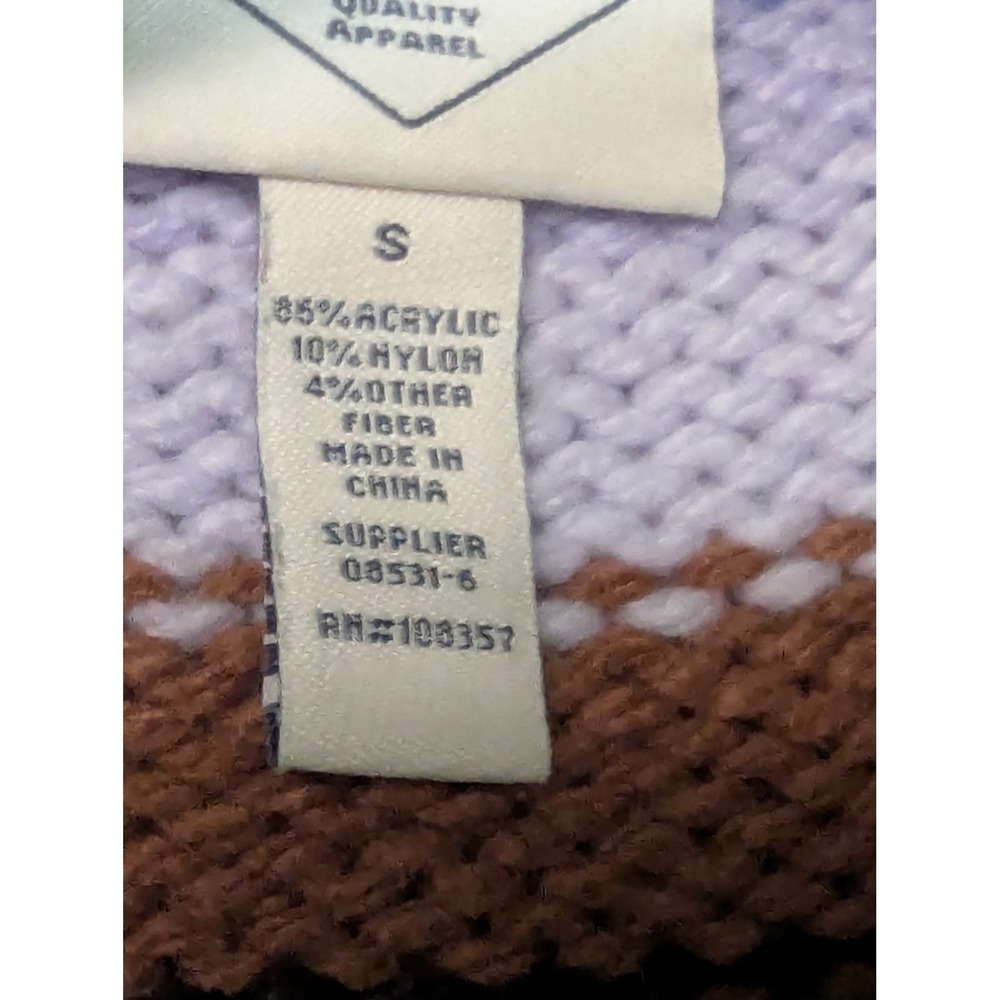 St. John's Bay Striped Cable Knit Sweater Small Multi-Color Crewneck Vintage Y2K - Picture 5 of 13